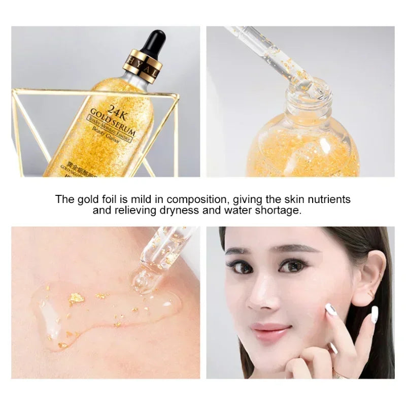 24K Gold Hyaluronic Acid Face Serum – Pore Repair, Brightening & Hydrating Essence for Radiant Skin"