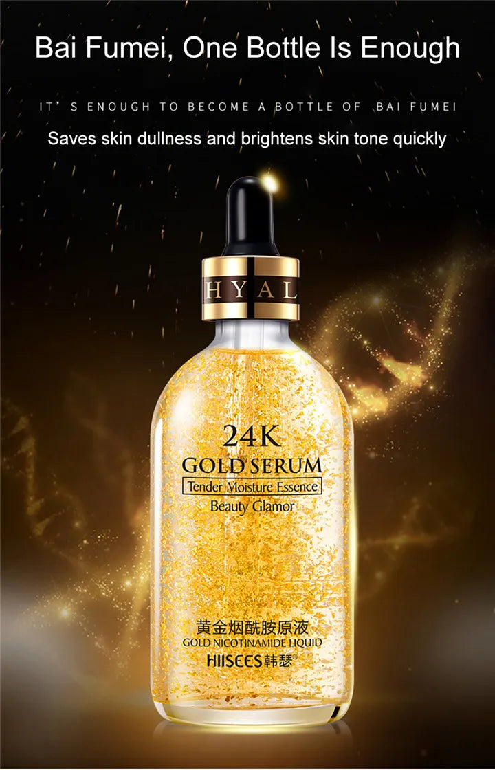 24K Gold Hyaluronic Acid Face Serum – Pore Repair, Brightening & Hydrating Essence for Radiant Skin"