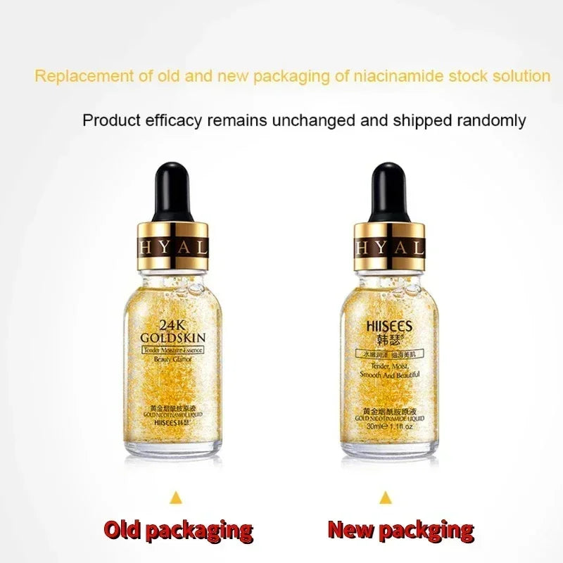 24K Gold Hyaluronic Acid Face Serum – Pore Repair, Brightening & Hydrating Essence for Radiant Skin"